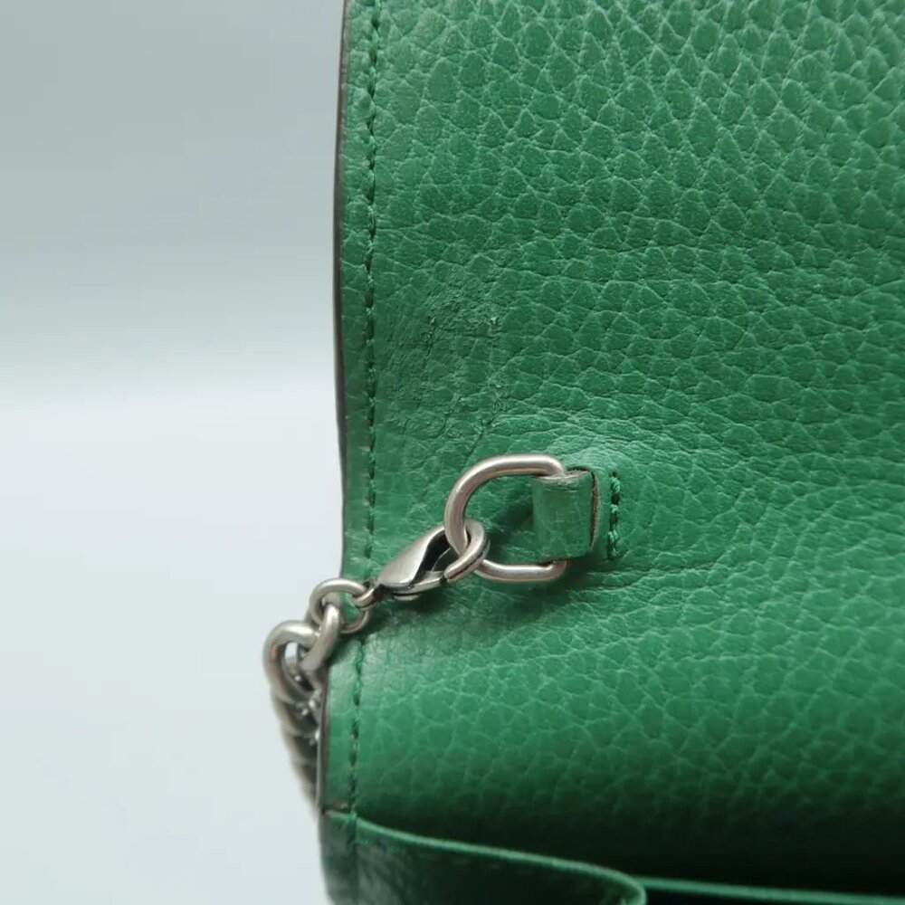 100% Authentic GUCCI Dionysus Chain Wallet Green Leather Shoulder Bag - Picture 9 of 12